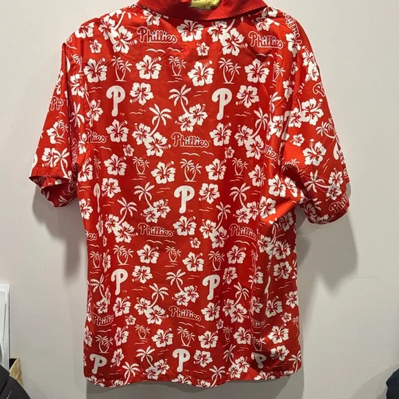 Philly’s Chevy sponsored Red Hawaiian Print Short Sleeve Shirt - Picture 2 of 2